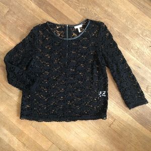 Joie Crochet/Leather Top size M